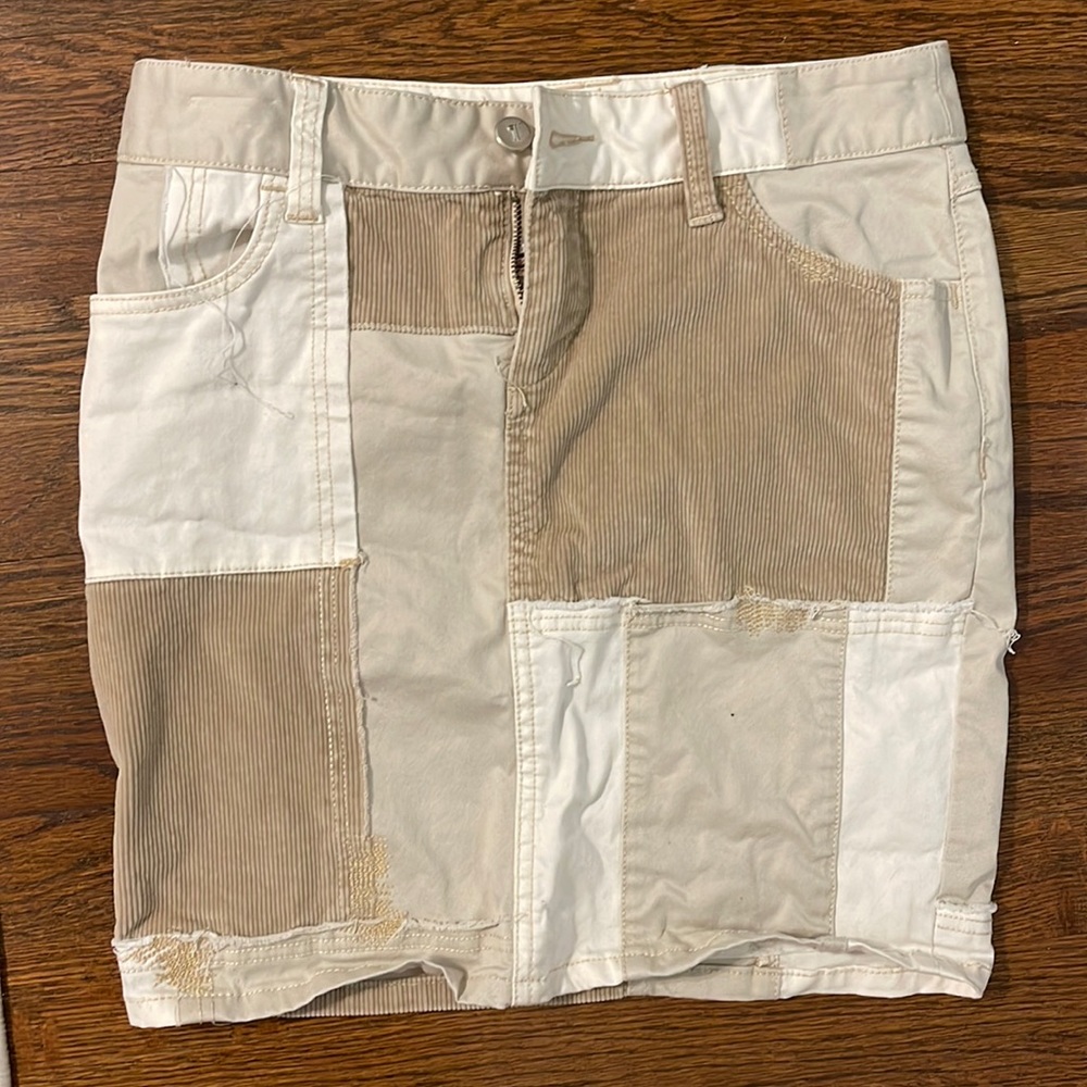 Anthropologie Patchwork Skirt with Corduroy Detail